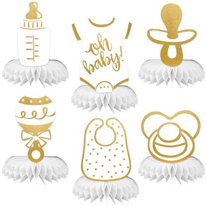 6pcs Baby Shower Centerpieces for Neutral Gold Baby Shower Decorations Oh Baby Honeycomb Gender Neutral Baby Shower Decorations Table Decorations