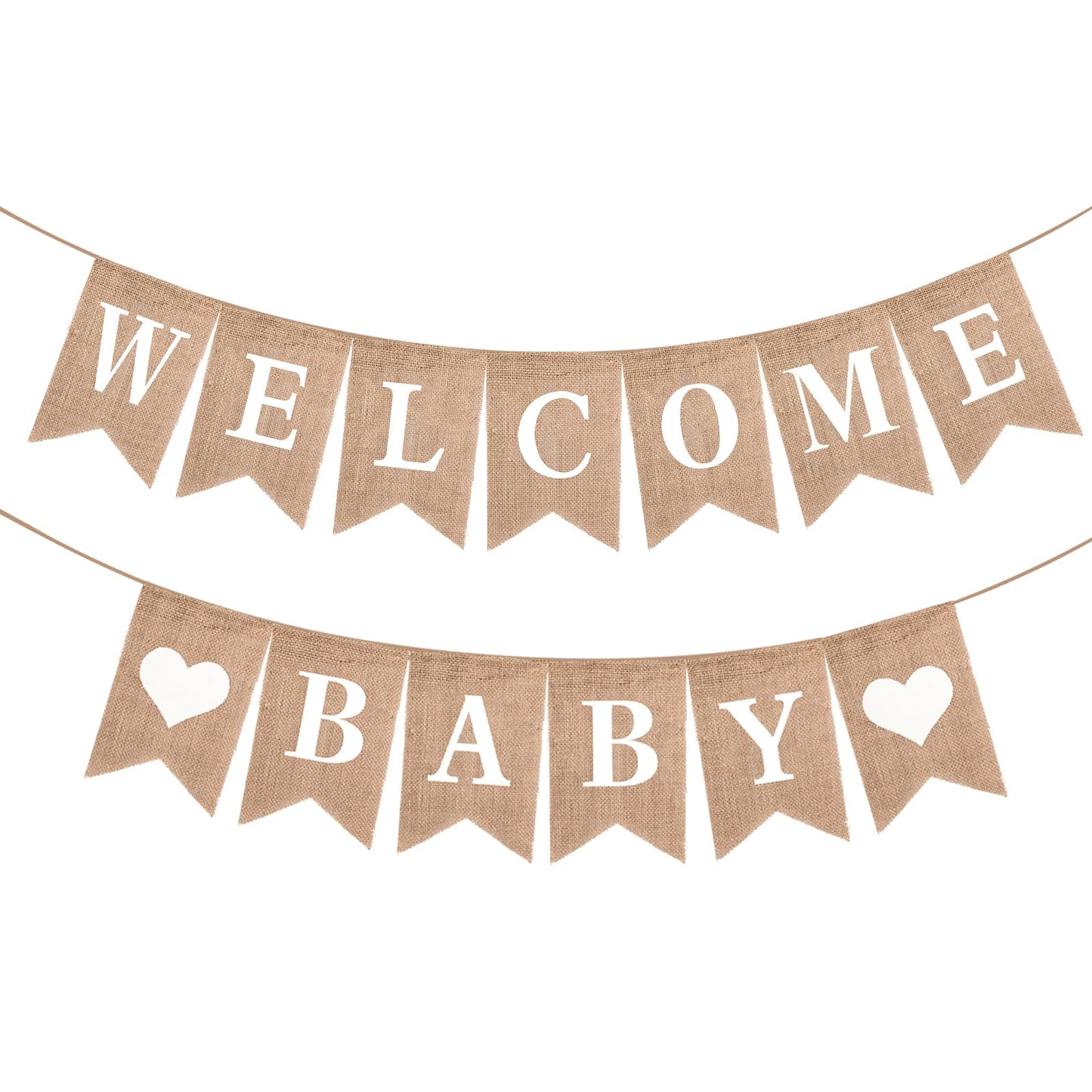 Baby Welcome Burlap Banner - Pre-Strung Shower Decoration
